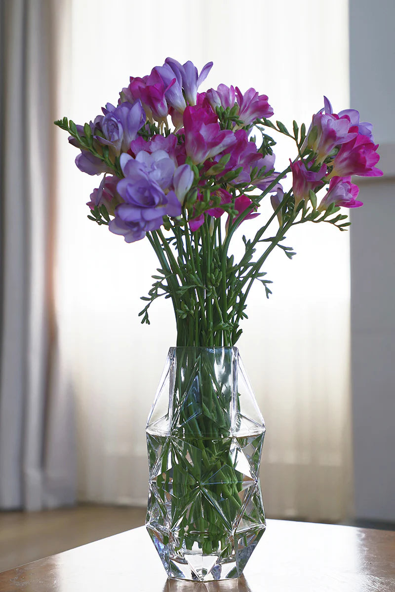 Glass Cut Geometric Vase - The Curated Group