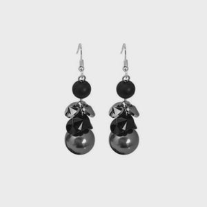 Perle Black Bead Black Pearl Hook Earrings - Fabuleux Vous