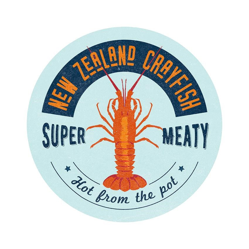 NZ Seafood Crayfish Ceramic Coaster + 100%NZ