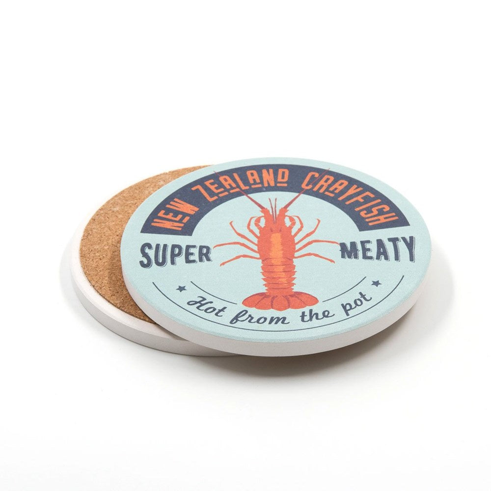 NZ Seafood Crayfish Ceramic Coaster + 100%NZ