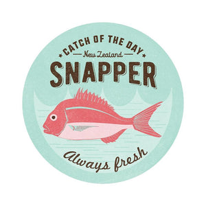 NZ Seafood Snapper Ceramic Coaster + 100%NZ