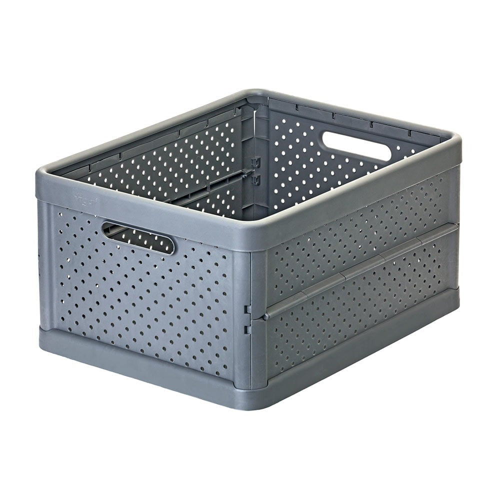 Compact Folding Crate - Charcoal Black