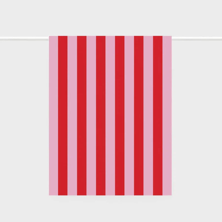 Bold Stripe Red + Pink Tea Towel - Best Abroad