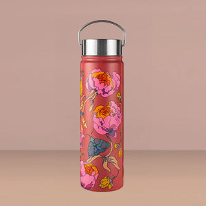 Water Bottle 650ml - Blossom Burst-Rebecca Ter Borg - stainless steel metal lid