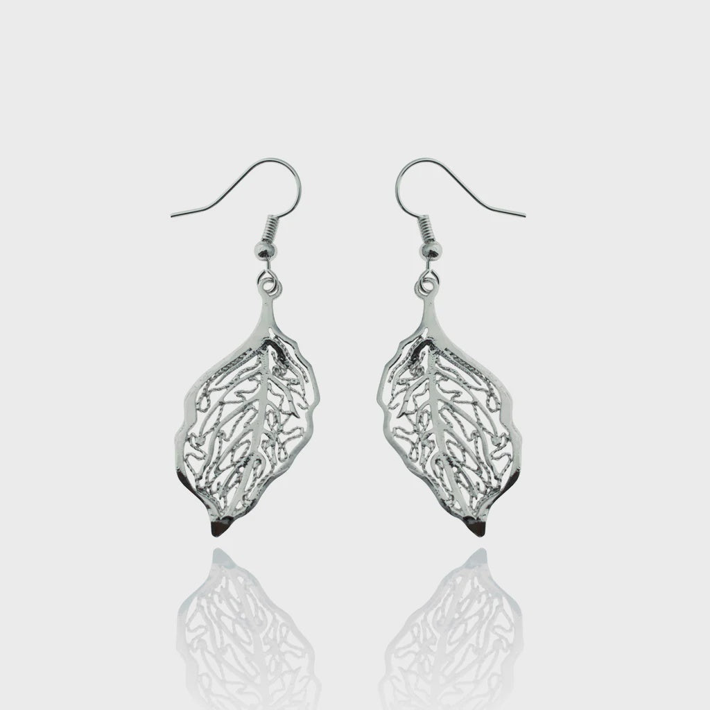 Changing Seasons Stencil Silver Earrings - Fabuleux Vous