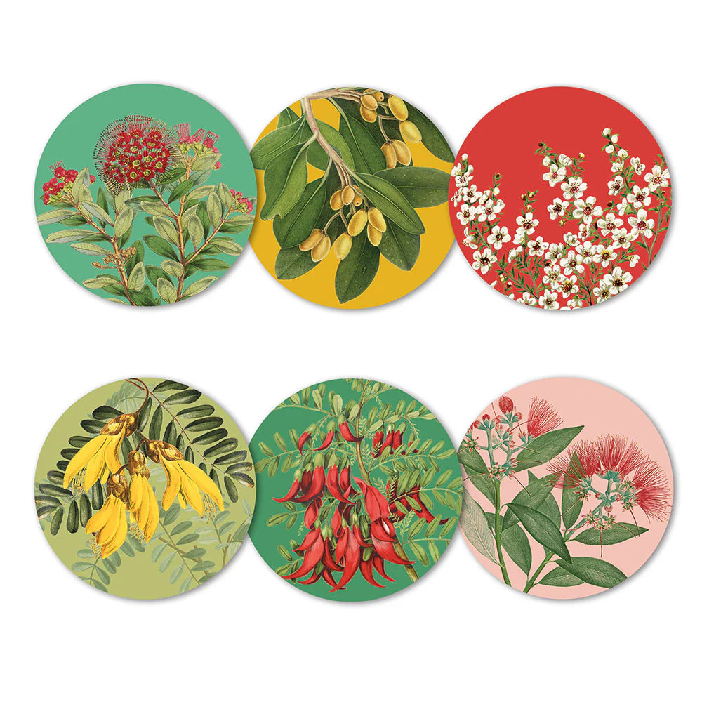 Native Botanicals of NZ set of 6 Coasters + 100%NZ