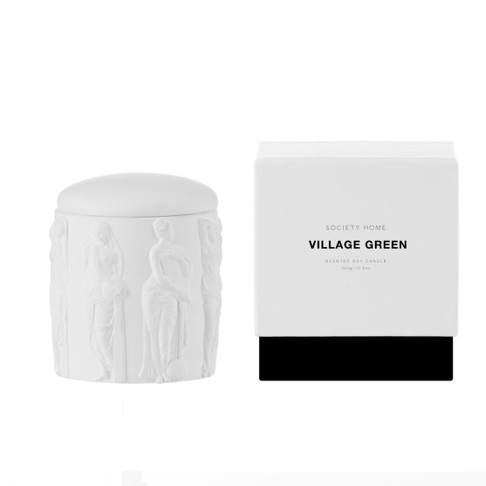 SOCIETY HOME VILLAGE GREEN SCENTED SOY CANDLE 300G WHITE