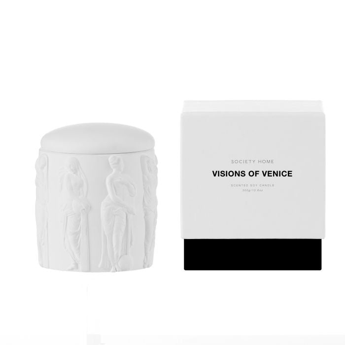 SOCIETY HOME VISIONS OF VENICE SCENTED SOY CANDLE 300G WHITE