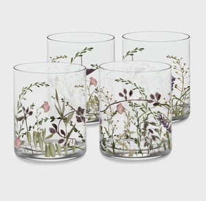 Wildflower Old Fashioned Glass Set of 4Nel Lusso Glassware