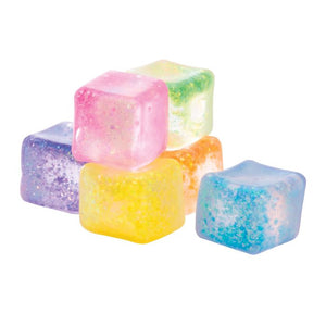 DISCOVERY ZONE SPARKLY SQUISH CUBE CDU 18PCS/6 ASSORTED 5X5X5CM