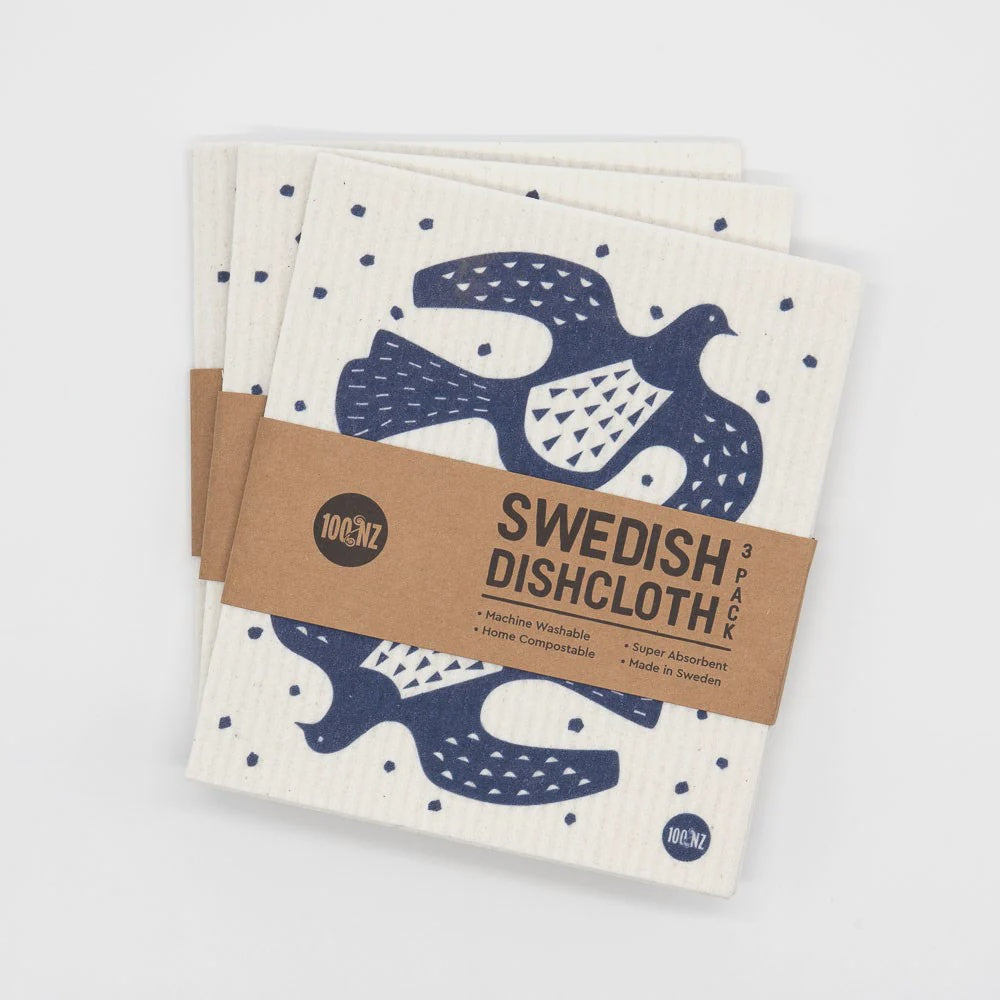 Swedish Dishcloths - Linocut +100%NZ