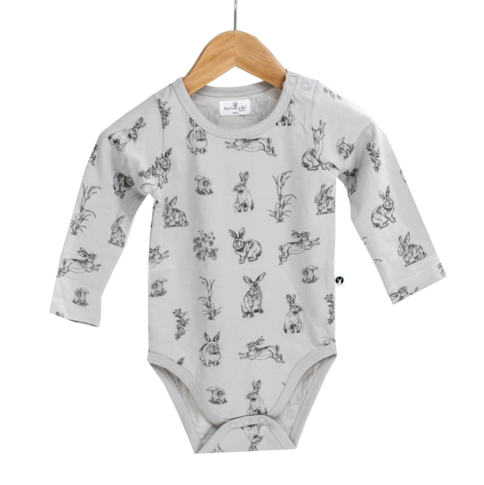 Long Sleeve Onesie - Grey Burrowers - Burrow & Be