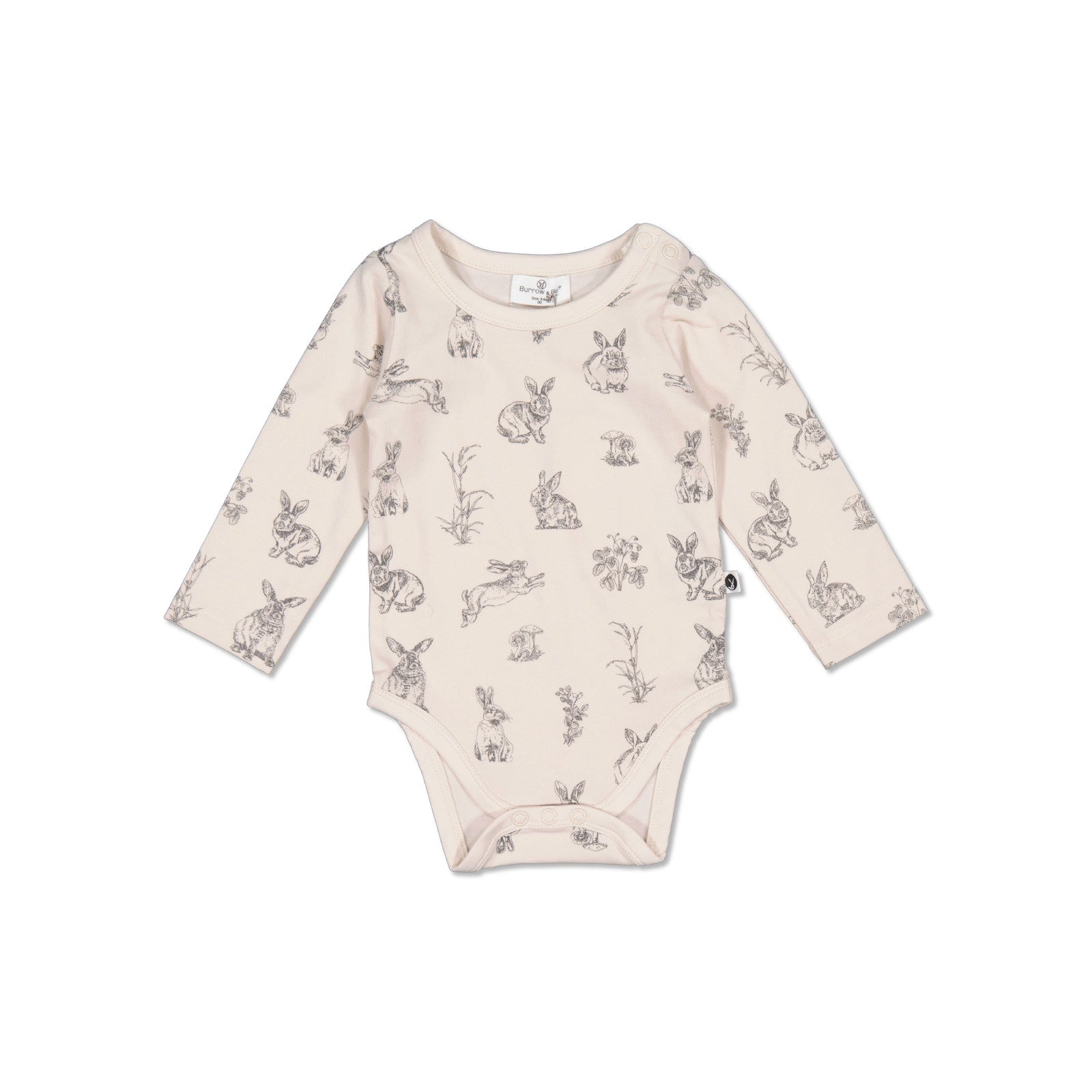 Long Sleeve Onesie - Almond Burrowers - Burrow & Be