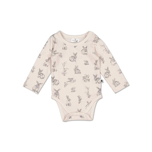 Long Sleeve Onesie - Almond Burrowers - Burrow & Be