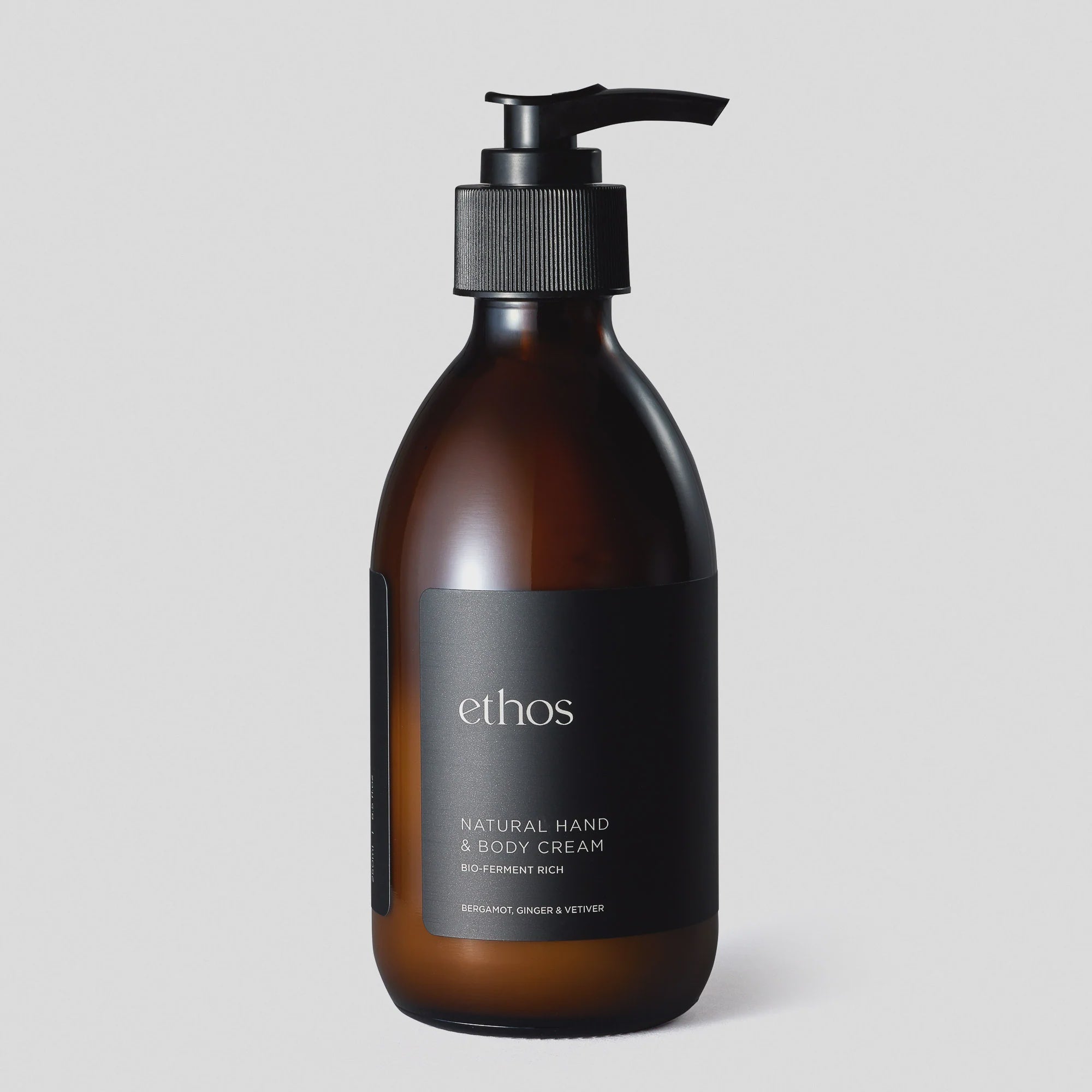 NATURAL HAND & BODY CREAM - BERGAMOT, GINGER & VETIVER - 250ML + Ethos