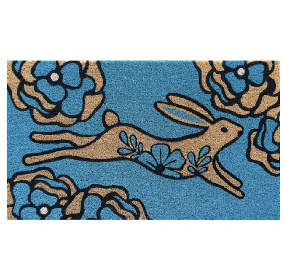 Floral Rabbit Coir Doormat - 45 cm x 75 cm