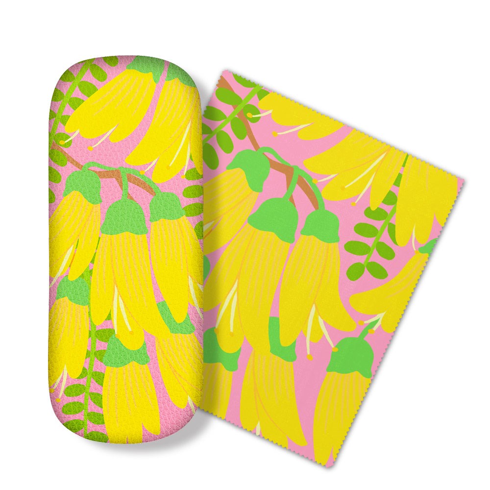 Bright Botanical Kowhai Glasses Case + 100%NZ