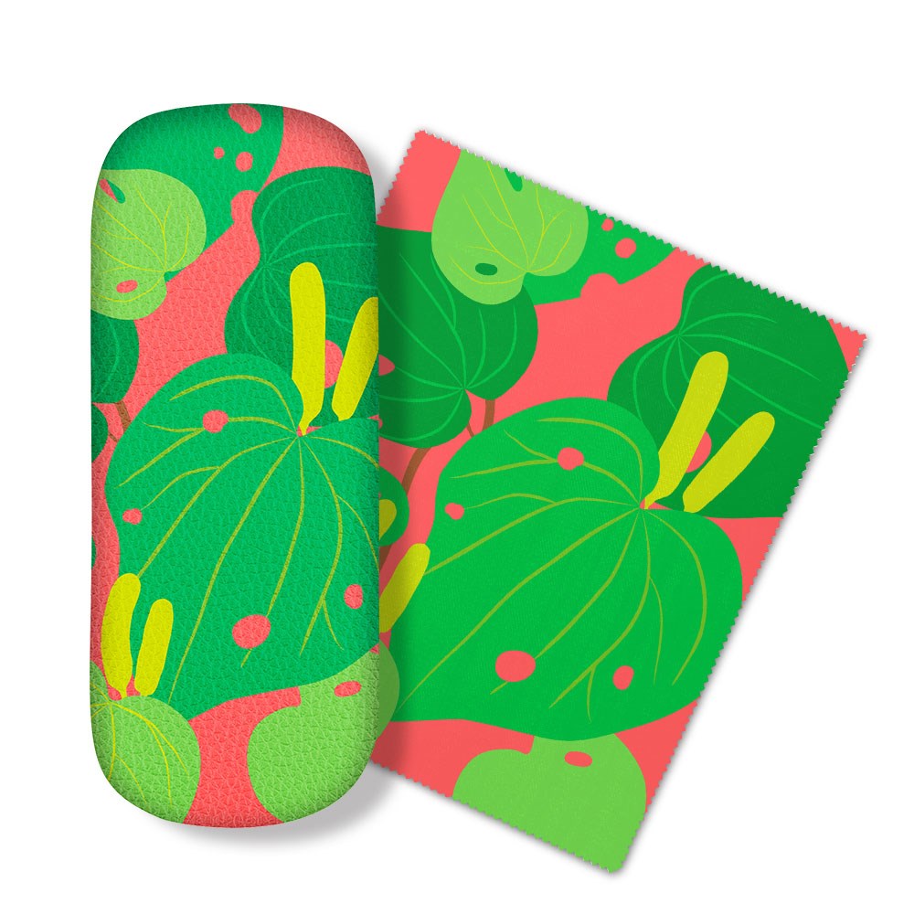 Bright Botanical Kawakawa Glasses Case + 100%NZ