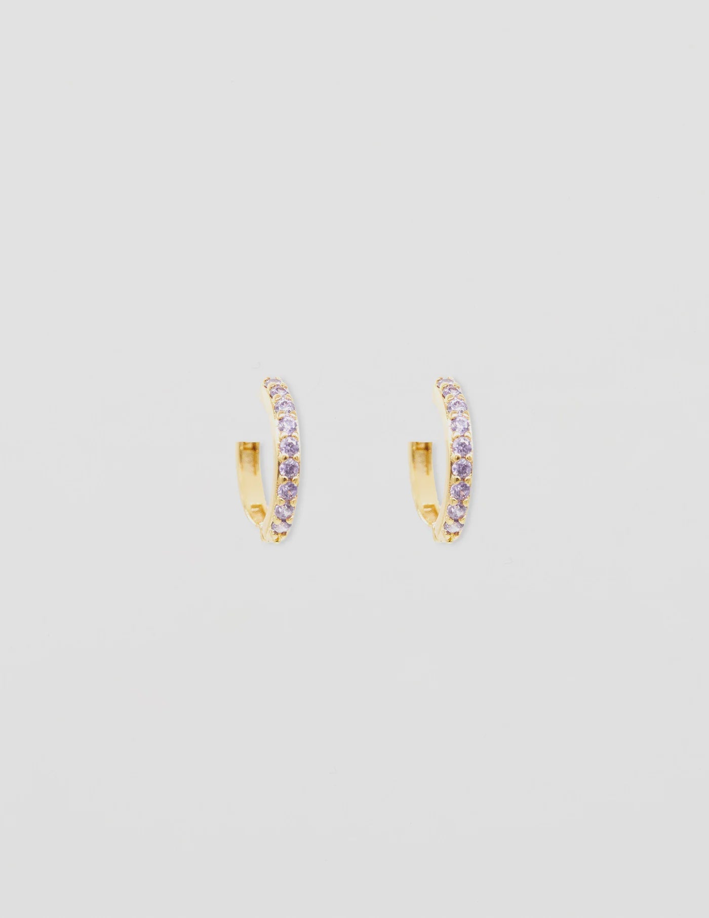 Stella Gemma GOLD HUGGIE HOOP with AMETHYST STONES EARRINGS