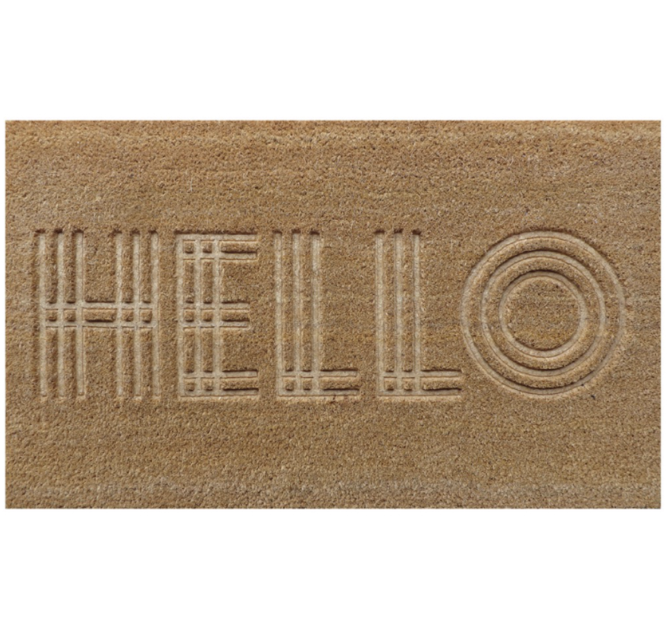 Hello Embossed Coir Doormat