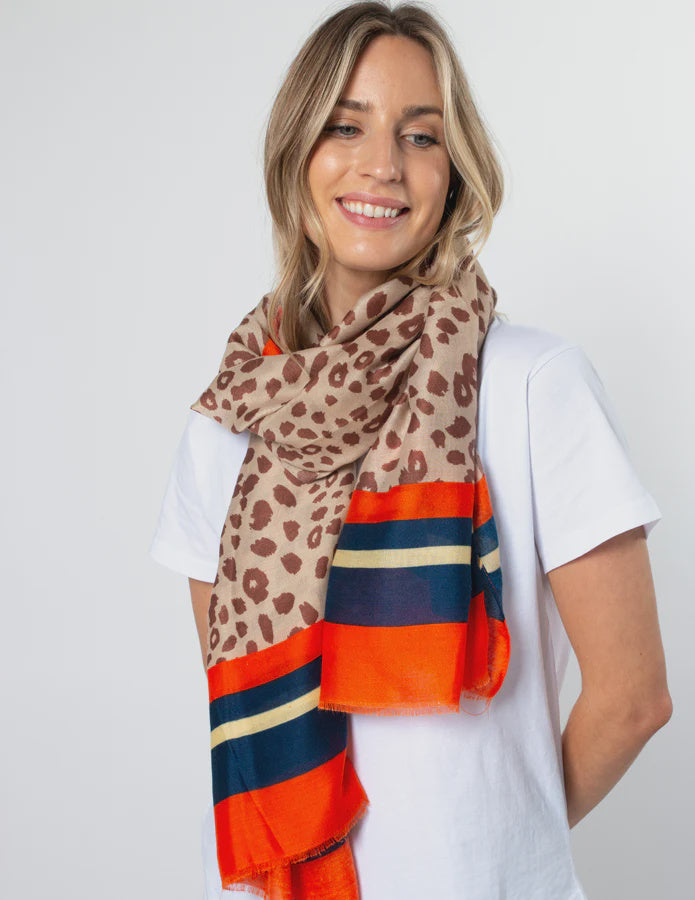 Stella Gemma LEOPARD STRIPE SCARF