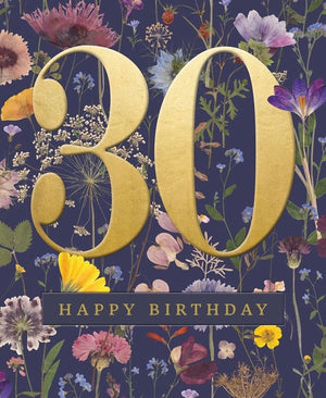 Happy Birthday Card Wild Meadow Numbers