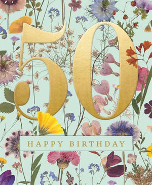 Happy Birthday Card Wild Meadow Numbers