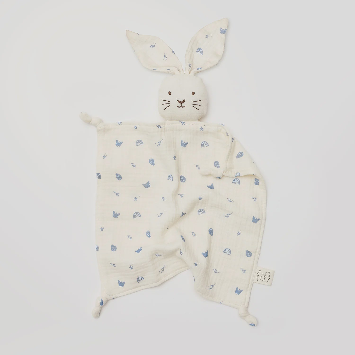 Organic Muslin Bunny Lovey Enchanted Garden print Over-the-Dandelions