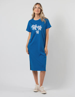 MAXIE T-SHIRT DRESS - DEEP BLUE BOWTIFUL BOW - Stella + Gemma