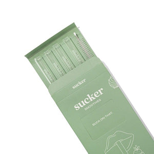 Sucker Reusable Glass Smoothie Straws - Clear