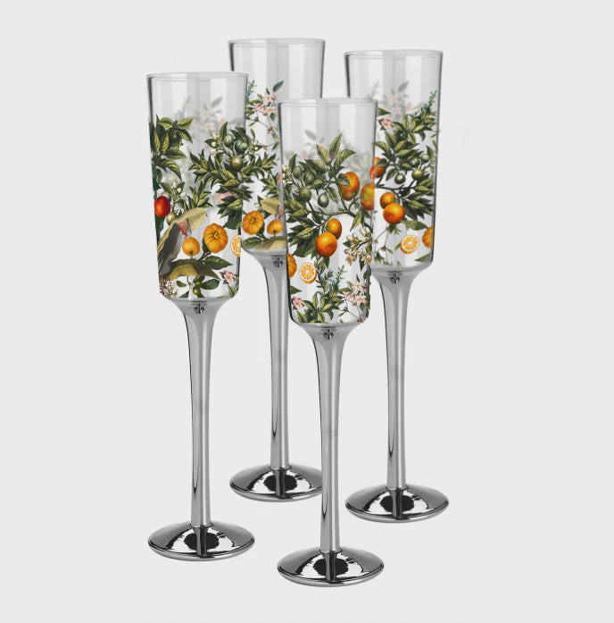 Nel Lusso glassware Sorrento Champagne Flutes set of 4