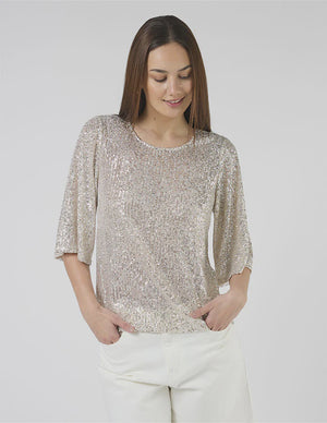 Stella + Gemma ALEXIS TOP SEQUINS - CHAMPAGNE 