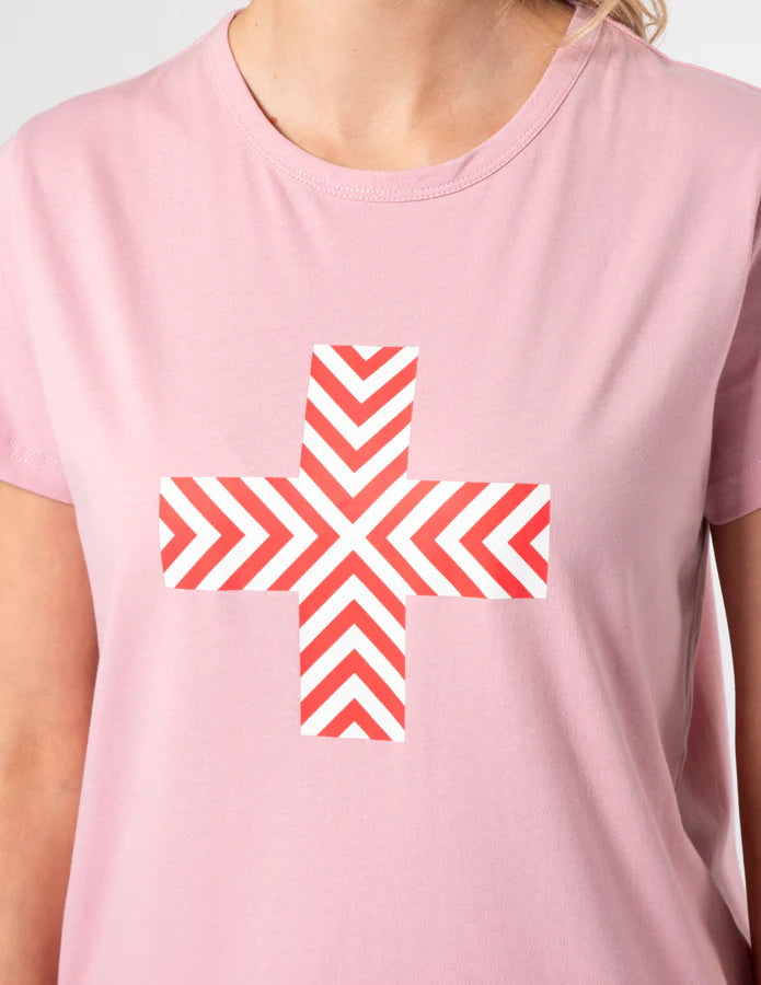 Stella Gemma T-SHIRT - BLUSH CHEVRON CROSS