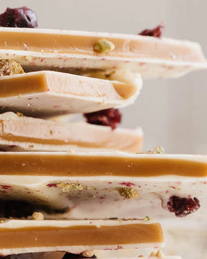 White Chocolate, Pistachio & Cranberry Toffee| 200g Jar The Confectionist