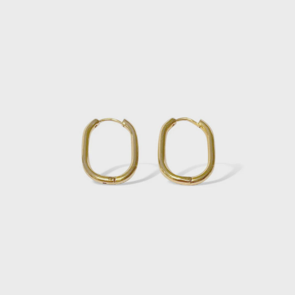 Hooplah Gold Oblong Huggie Earrings - Fabuleux Vous