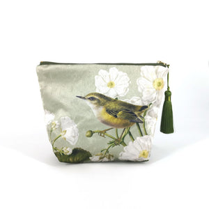 Birds & Botanicals Rifleman Velvet Cosmetic Bag + 100%NZ