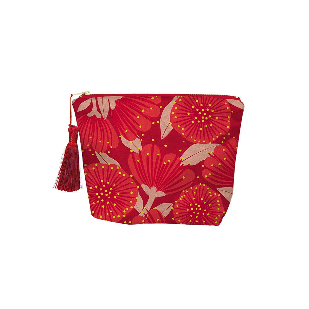 Bright Botanical Pohutukawa Velvet Cosmetic Bag + 100%NZ