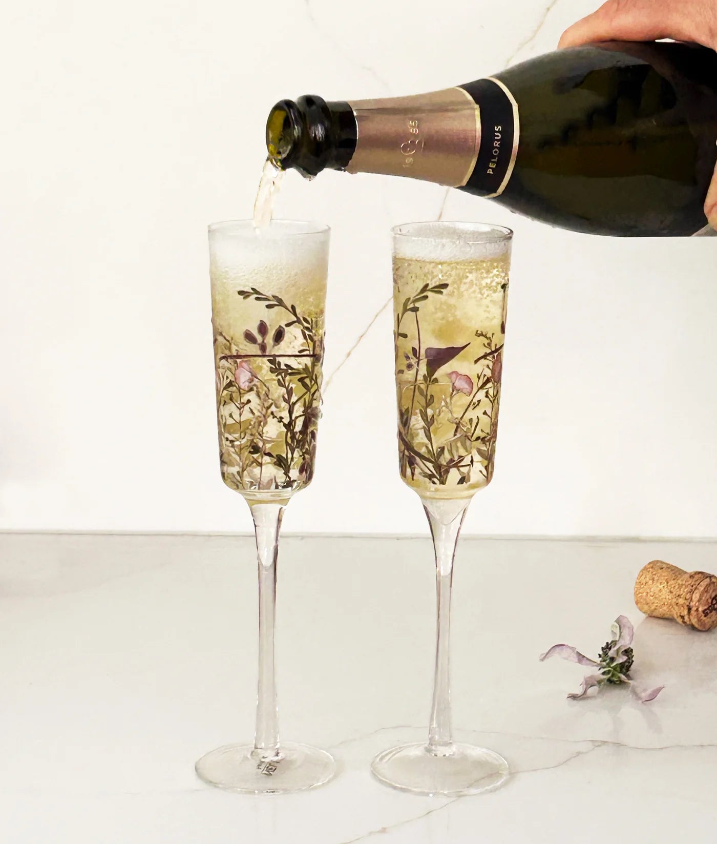 Nel Lusso glassware Wildflower Champagne Flutes Set of 4