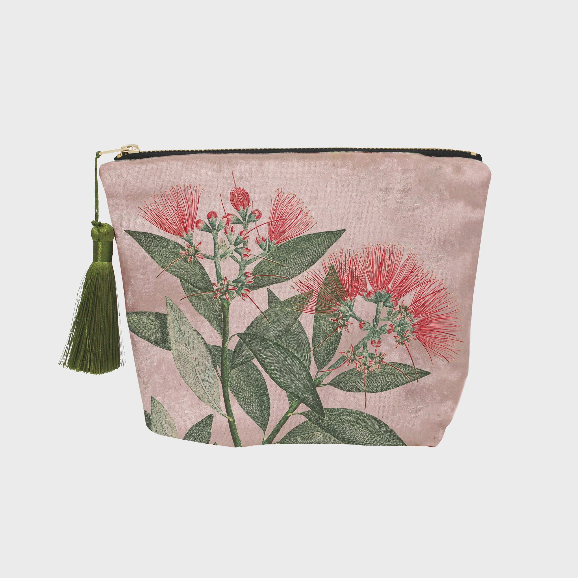 Vintage Botanical Pohutukawa Velvet Cosmetic Bag + 100%NZ