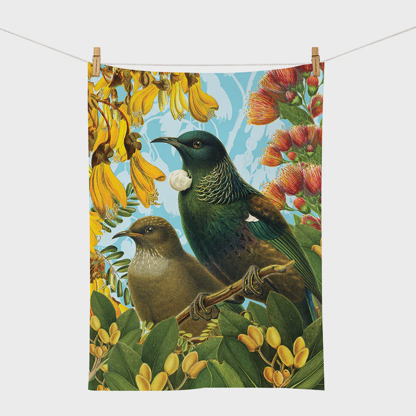 Botanical Tui Tea Towel 100%NZ