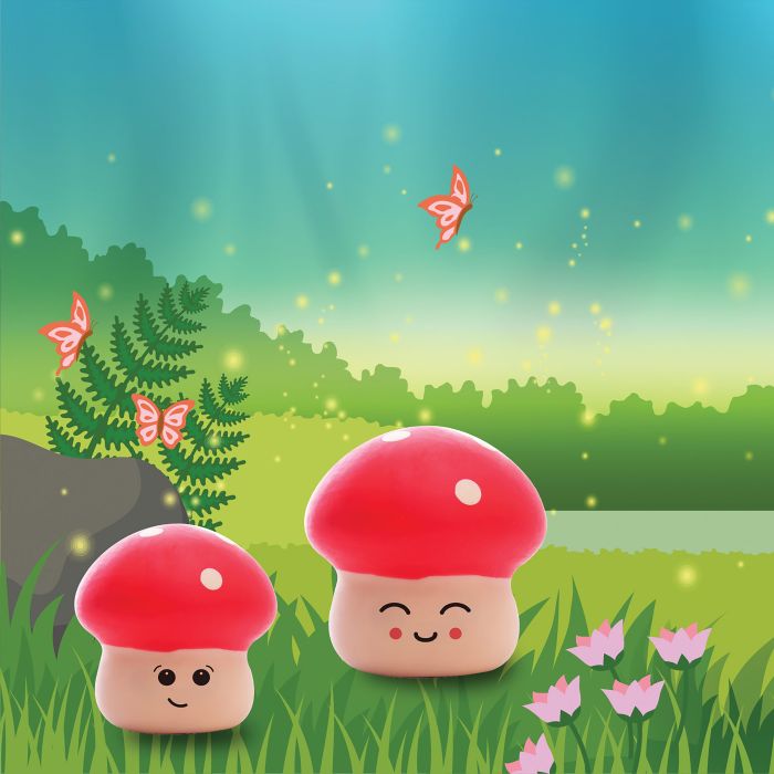 ISGIFT SQUISHY TOADSTOOL (2 ASST/12 DISP) RED 6.5X6.5X7.4CM  