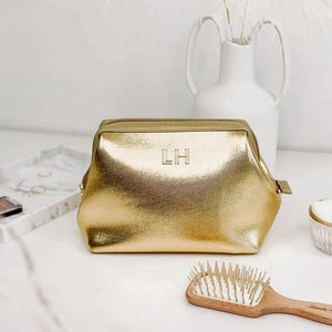 Eliza Neoprene Makeup Bag - Gold - Louen Hide