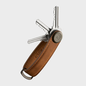 Orbitkey Key Organizer Crazy-Horse Oak Brown with Brown Stitching