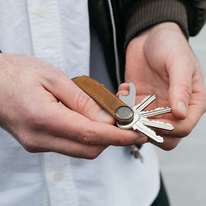 Orbitkey Key Organizer Crazy-Horse Oak Brown with Brown Stitching