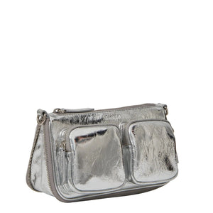 Nina Crossbody - Silver Crinkle - Saben