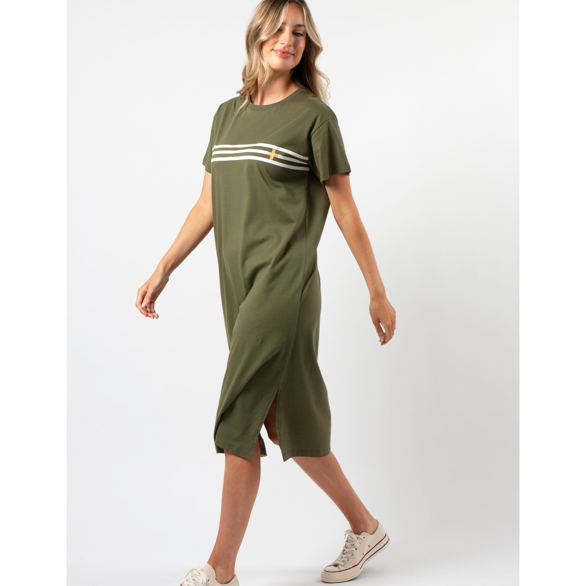 Maxie T Shirt Dress Khaki - Stella + Gemma