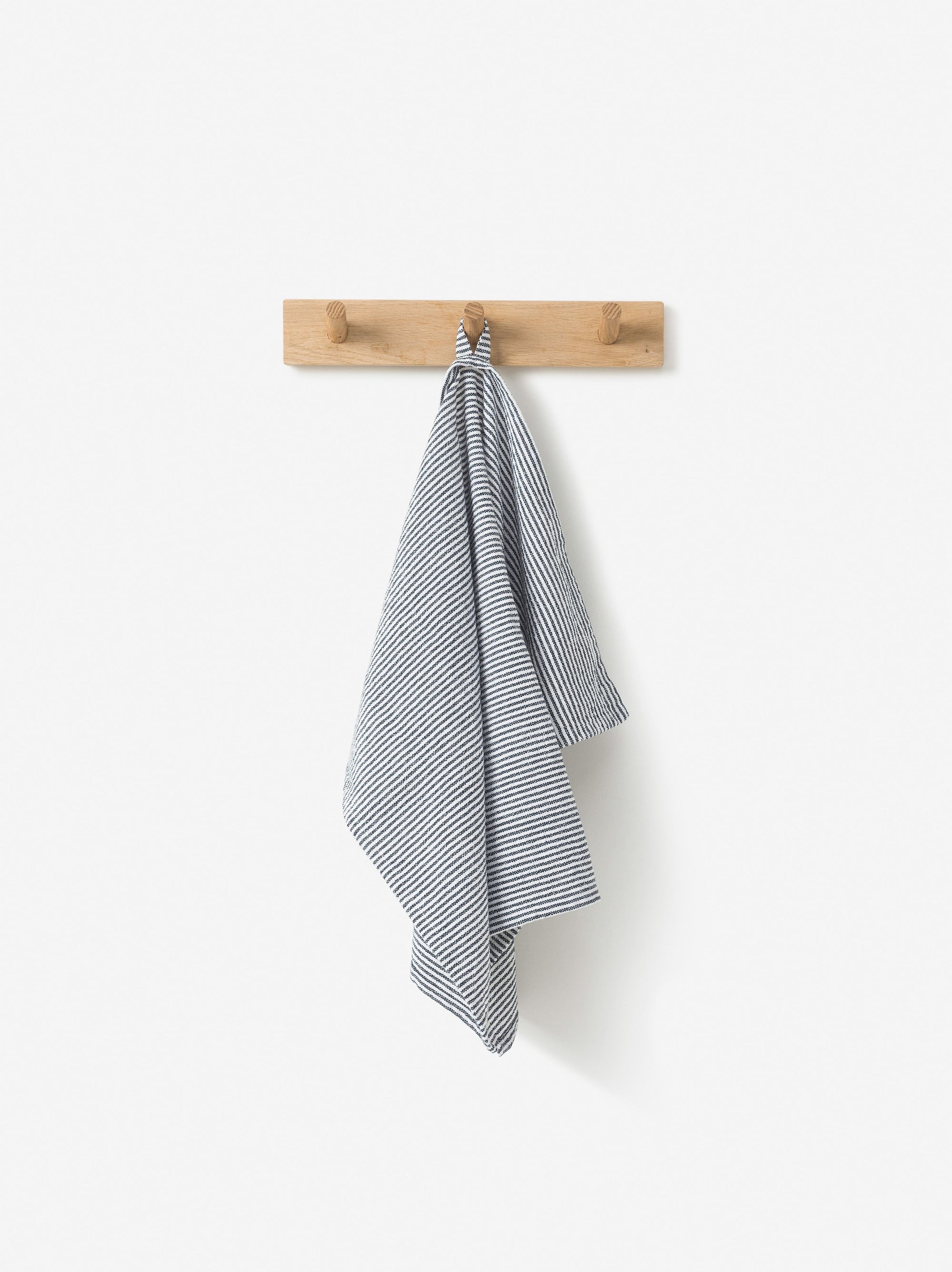 Citta Navy Stripe Washed Cotton Tea Towel